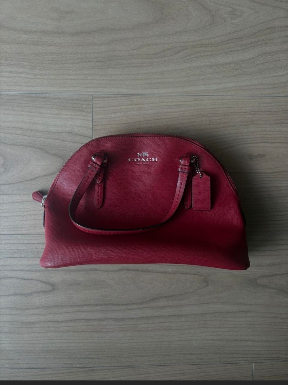 Coach Red Leather Dome Satchel with Top Handles